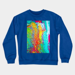 "Cellular Rainbow" - Acrylic Paint Pour Crewneck Sweatshirt